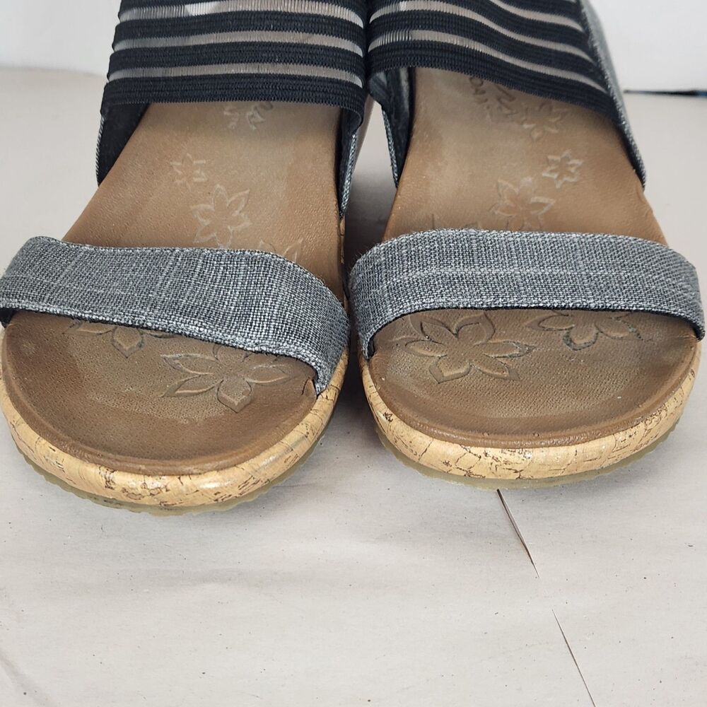 Skechers Luxe‎ Foam Beverly Smitten Taupe Cork Wedge Sandals Womens Size 7 - Picture 2 of 12